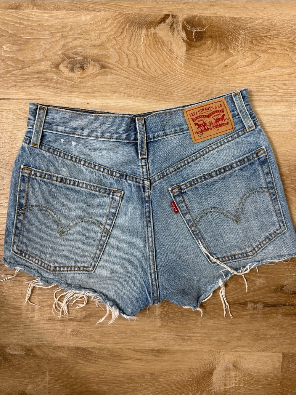 Levi's Light Blue Frayed Hem Denim Cutoff Shorts